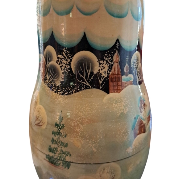 Matryroshka Stacking Russian Santa Doll W 8 Ornaments - Picture 3 of 6
